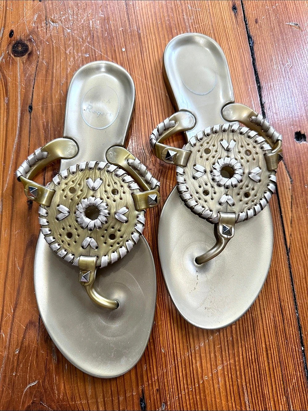 Jack Rogers Women's Studded Gold Sandals Size 7
